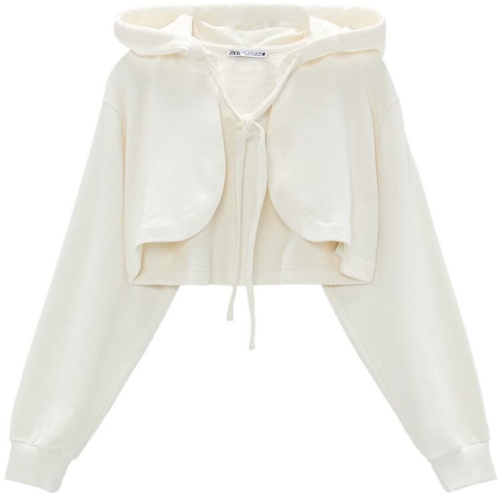 Zara Cropped Open Front Hoodie
